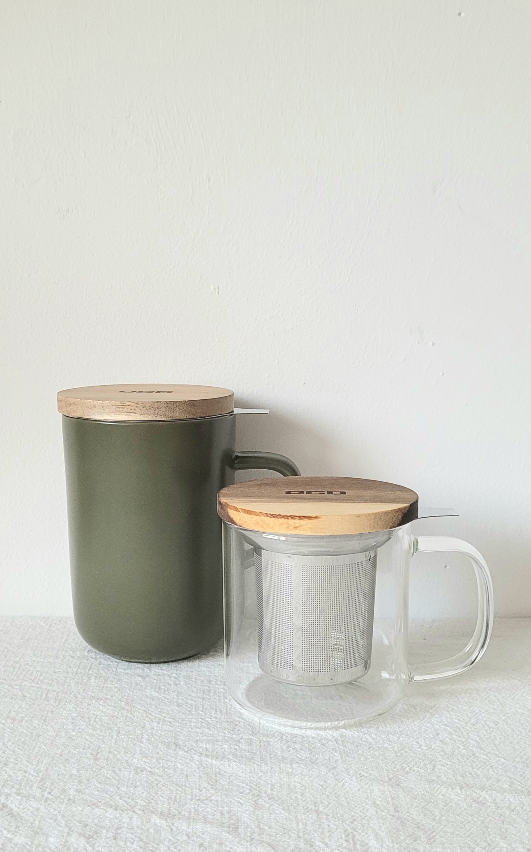 Theebeker mossgreen met filter, 475 ml