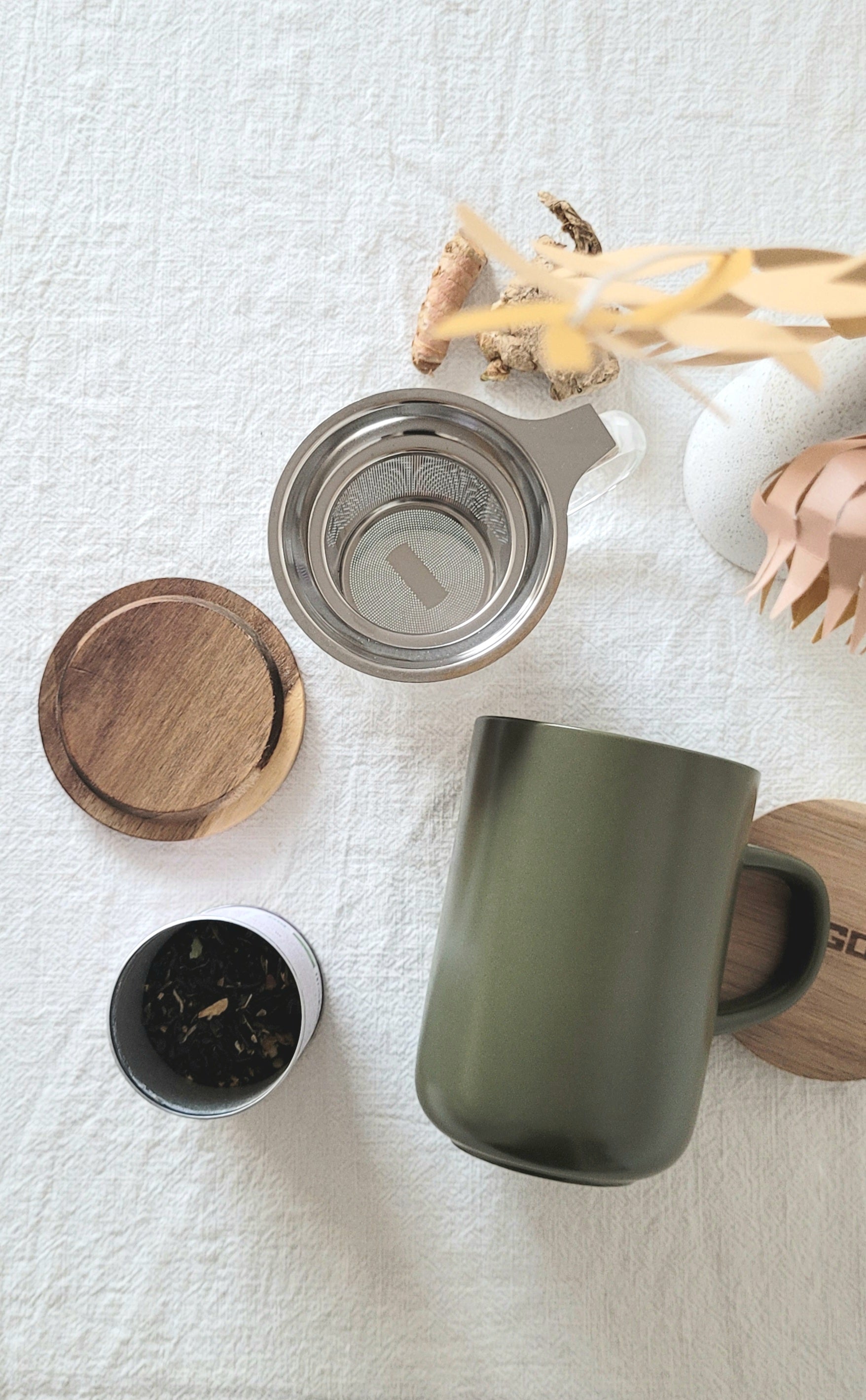 Theebeker mossgreen met filter, 475 ml