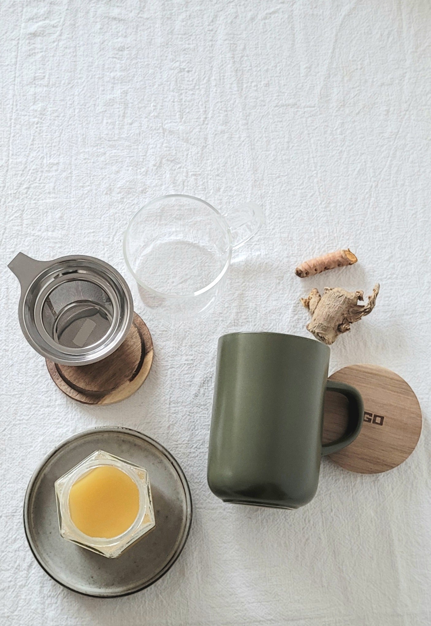 Theebeker mossgreen met filter, 475 ml