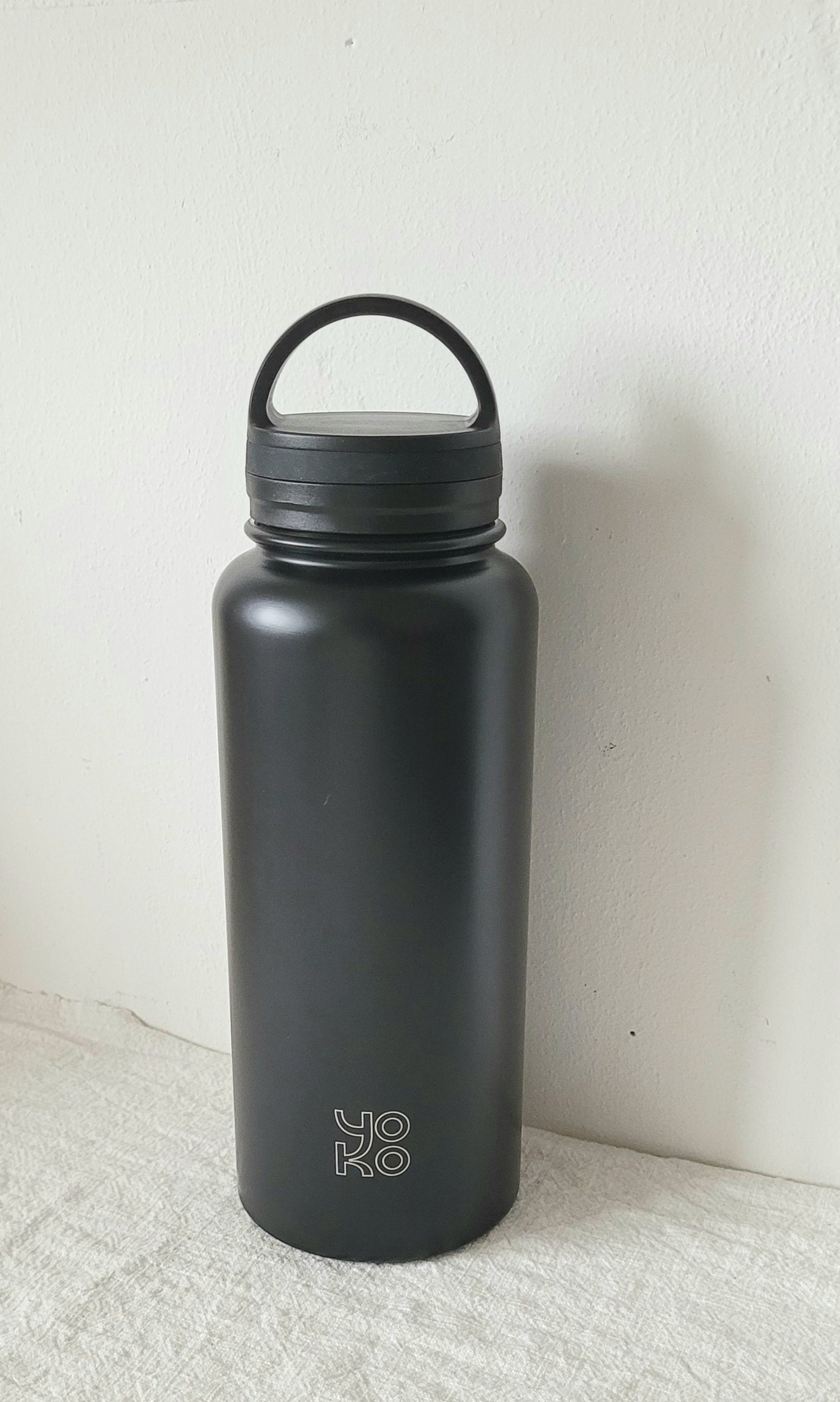 Geïsoleerde RVS drinkfles zwart, 1 liter