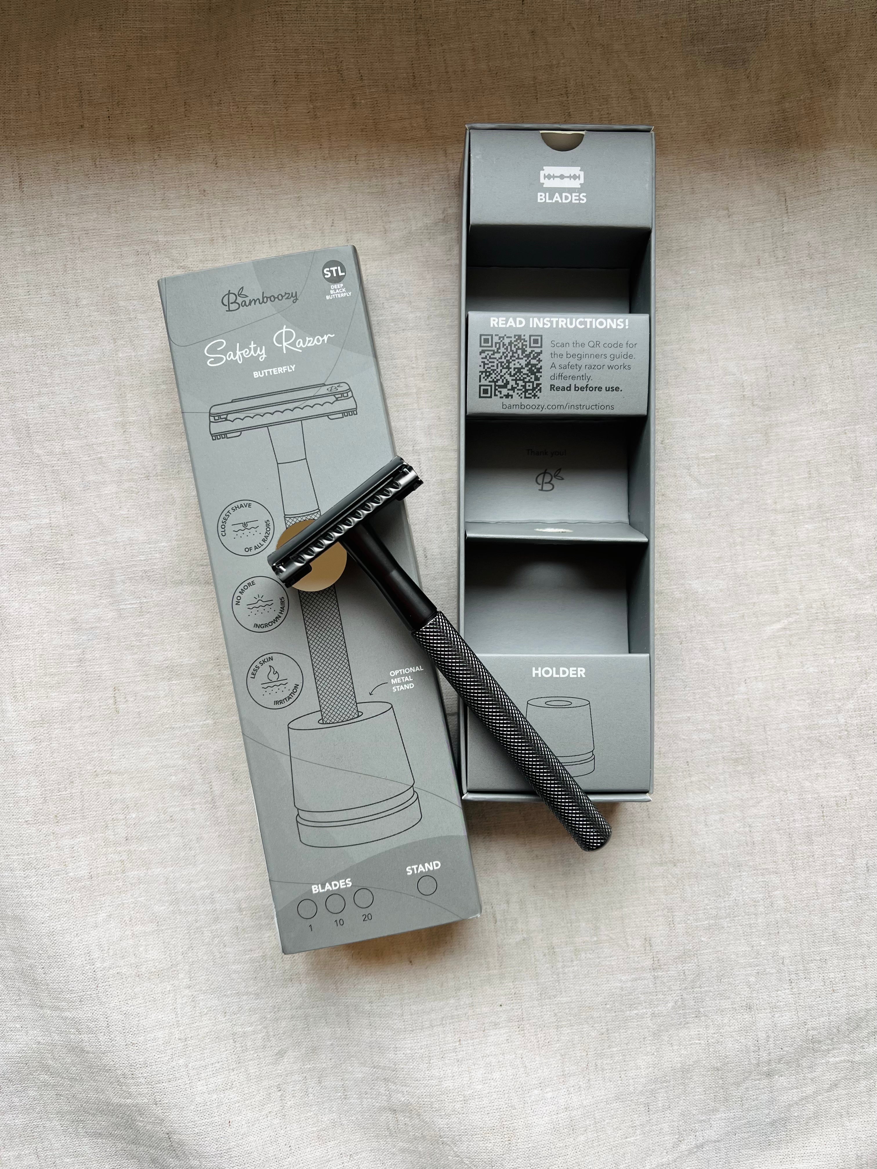 Safety razor mat zwart - vlindersluiting