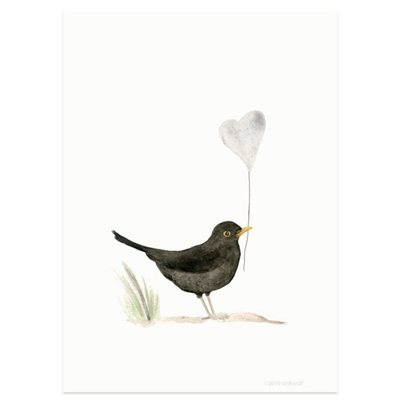 Karte Amsel mit Herz