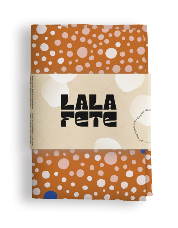 Lalafete inpakdoek deaux dots koraal