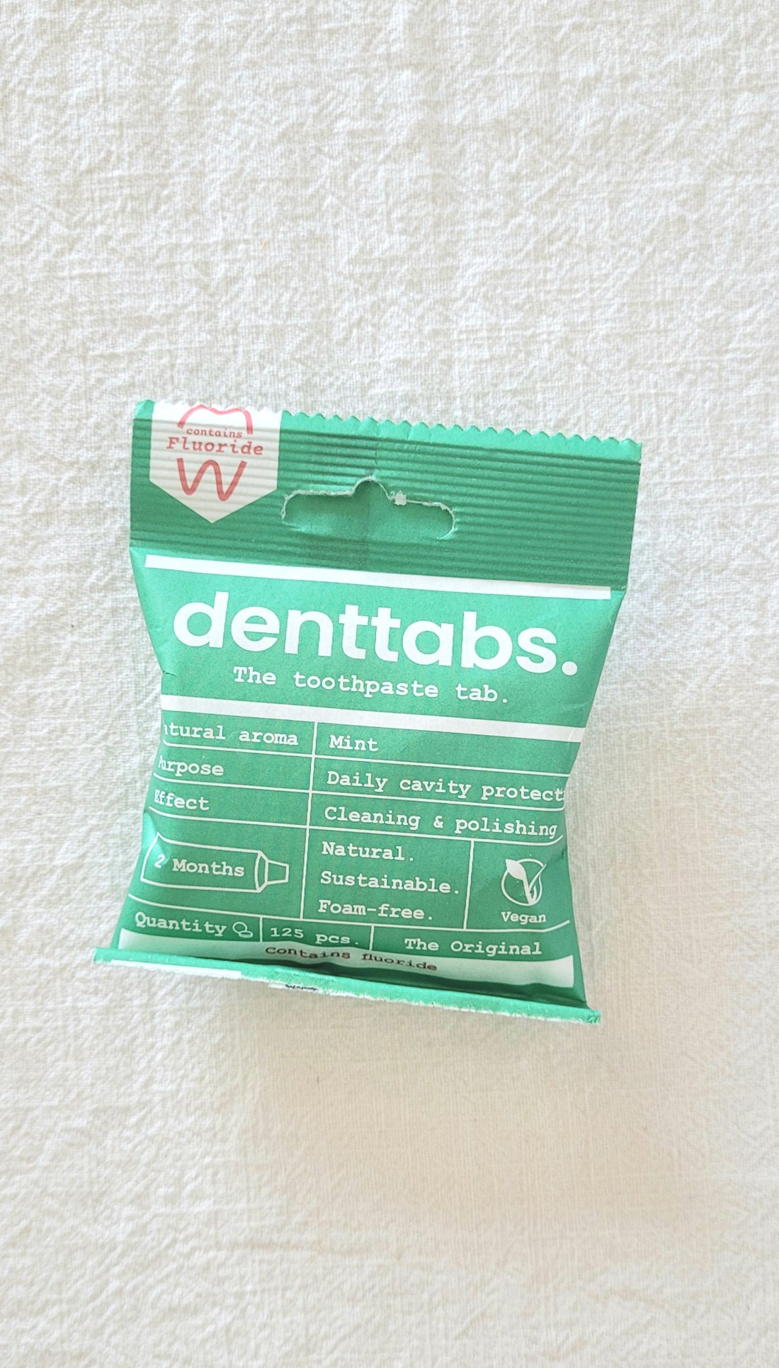 Denttabs tandenpoetstabletten mint met/zonder fluoride