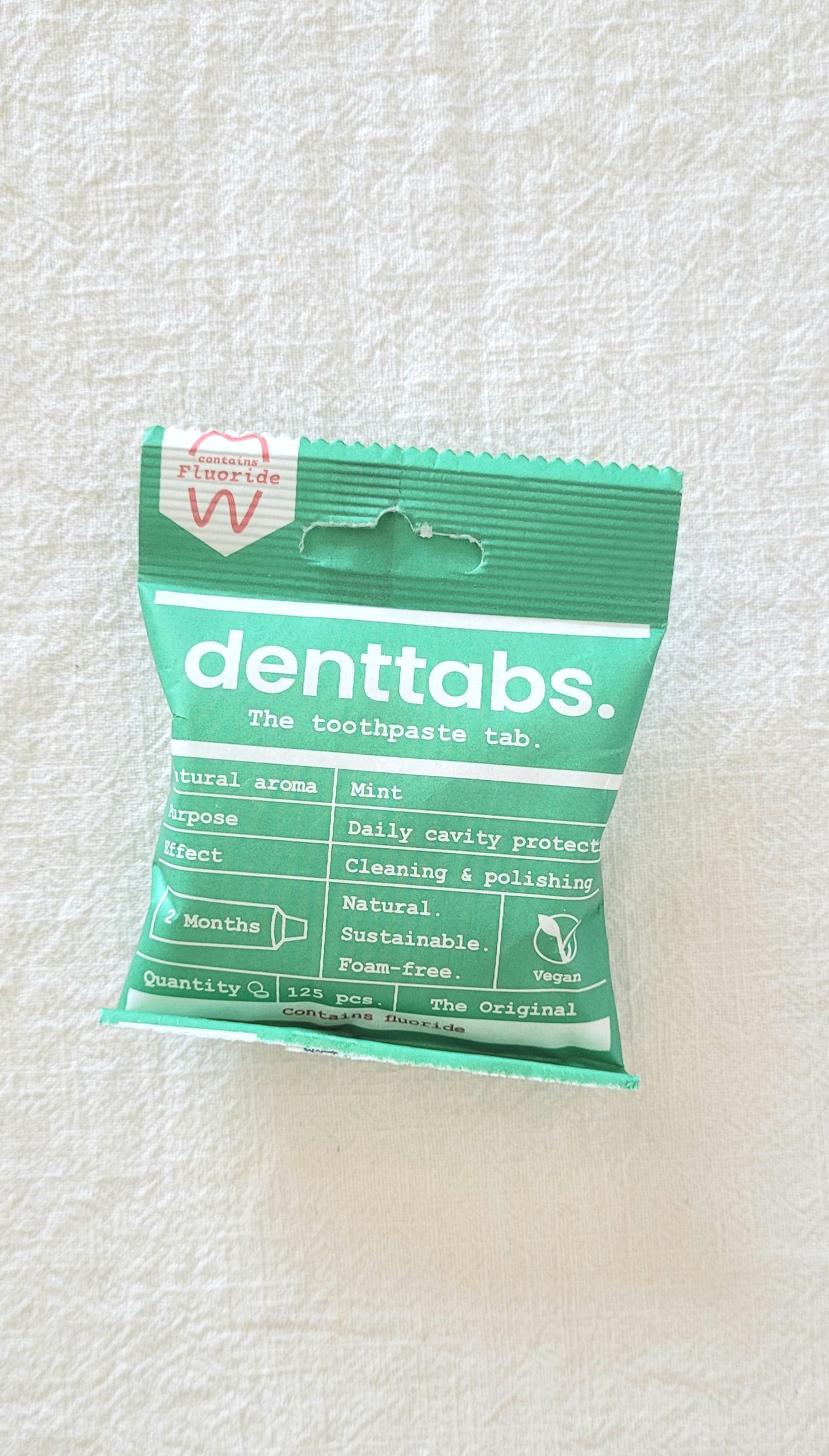 Denttabs tandenpoetstabletten mint met/zonder fluoride