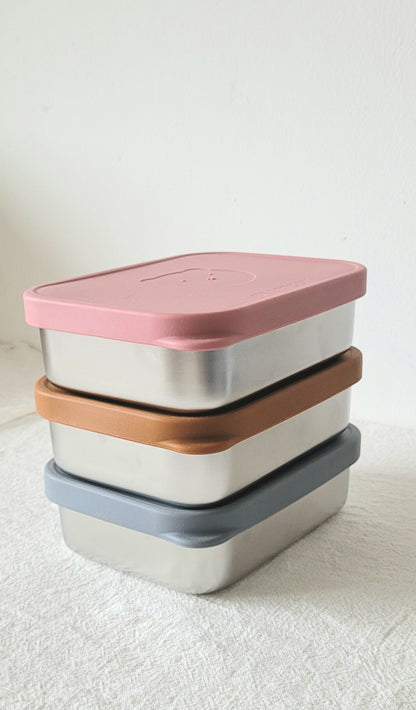 RVS lunchbox met siliconen deksel roze