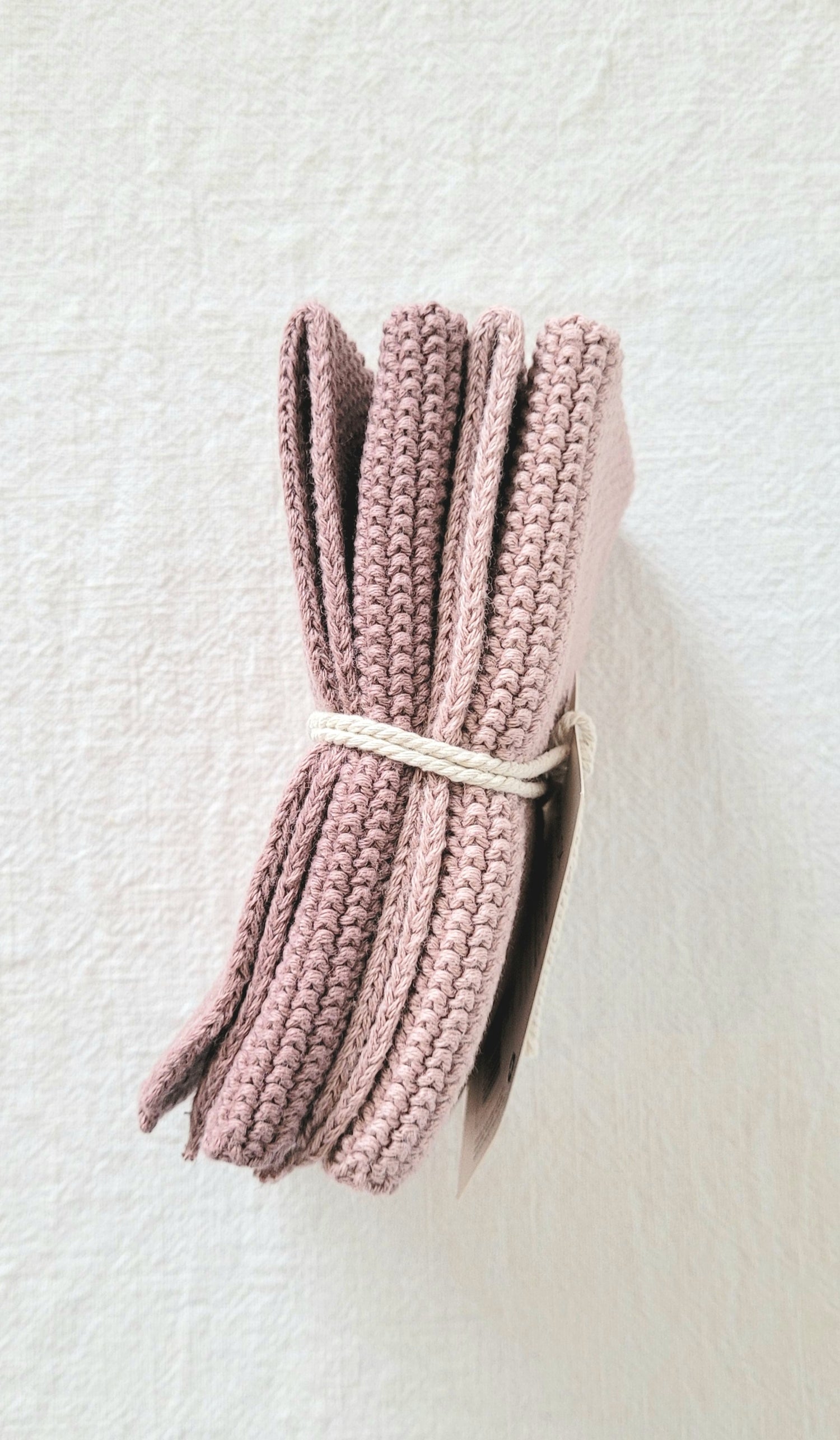 Set van 2 gebreide vaatdoekjes - mauve