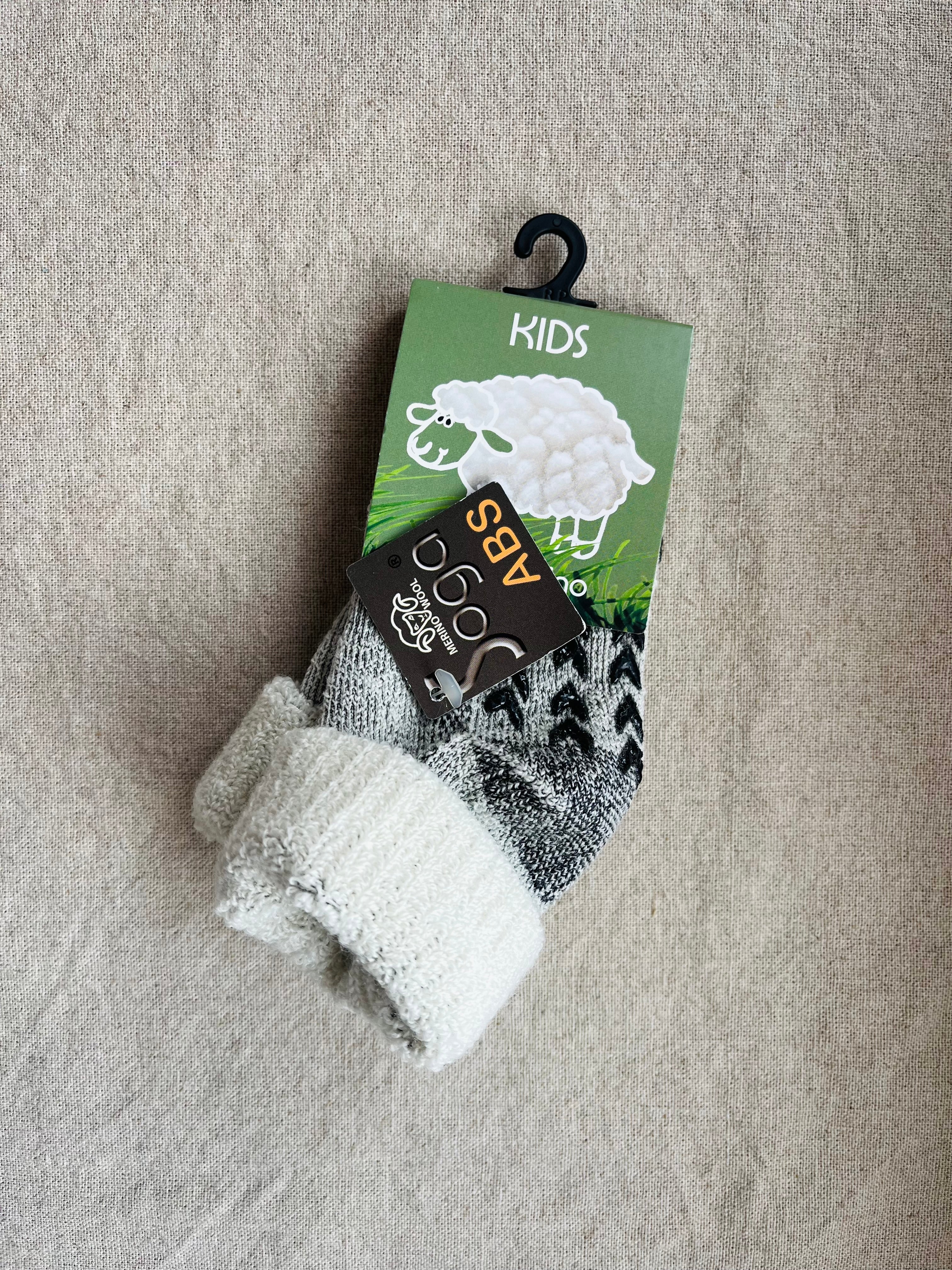 Merino wollen kindersokken met anti slip - maat 19-22