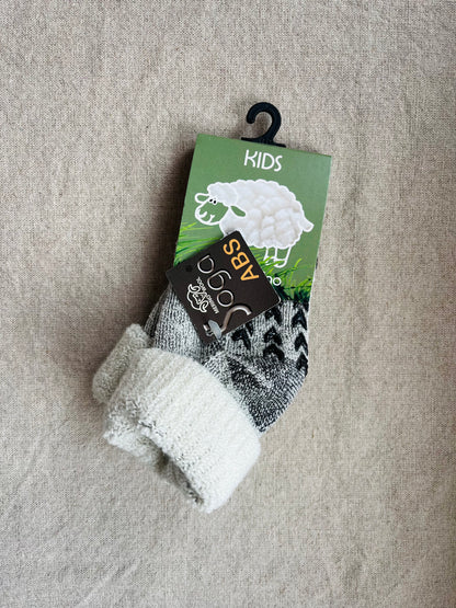 Merino wollen kindersokken met anti slip - maat 19-22