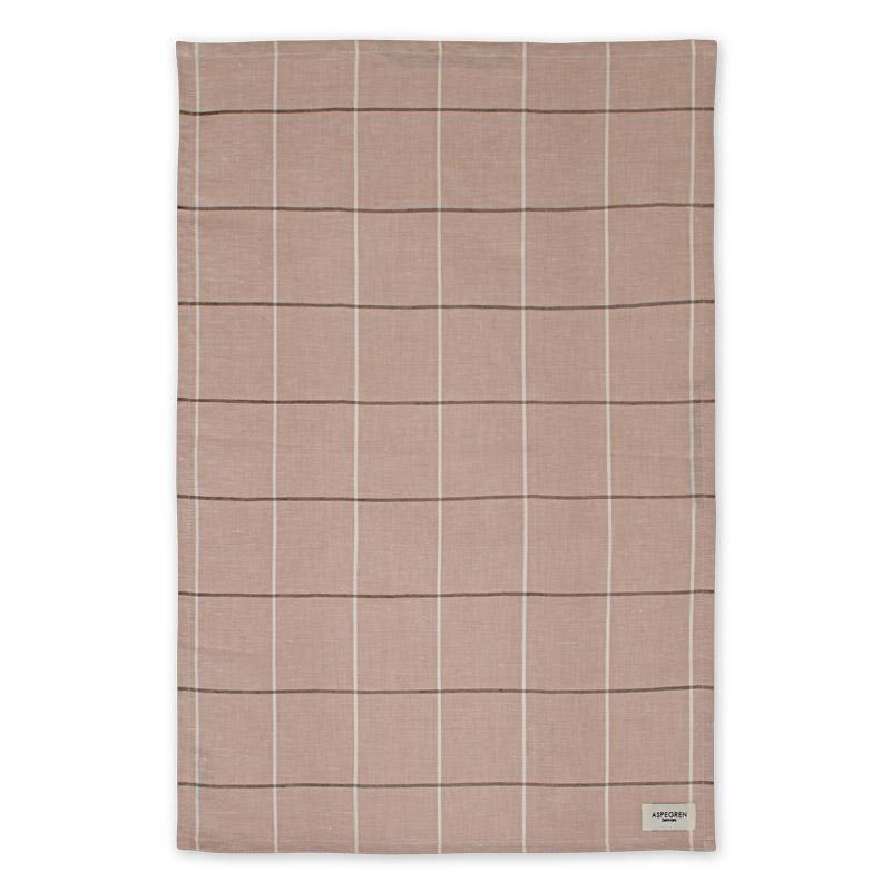 Aspegren theedoek roze geruit linnen - 50x70 cm