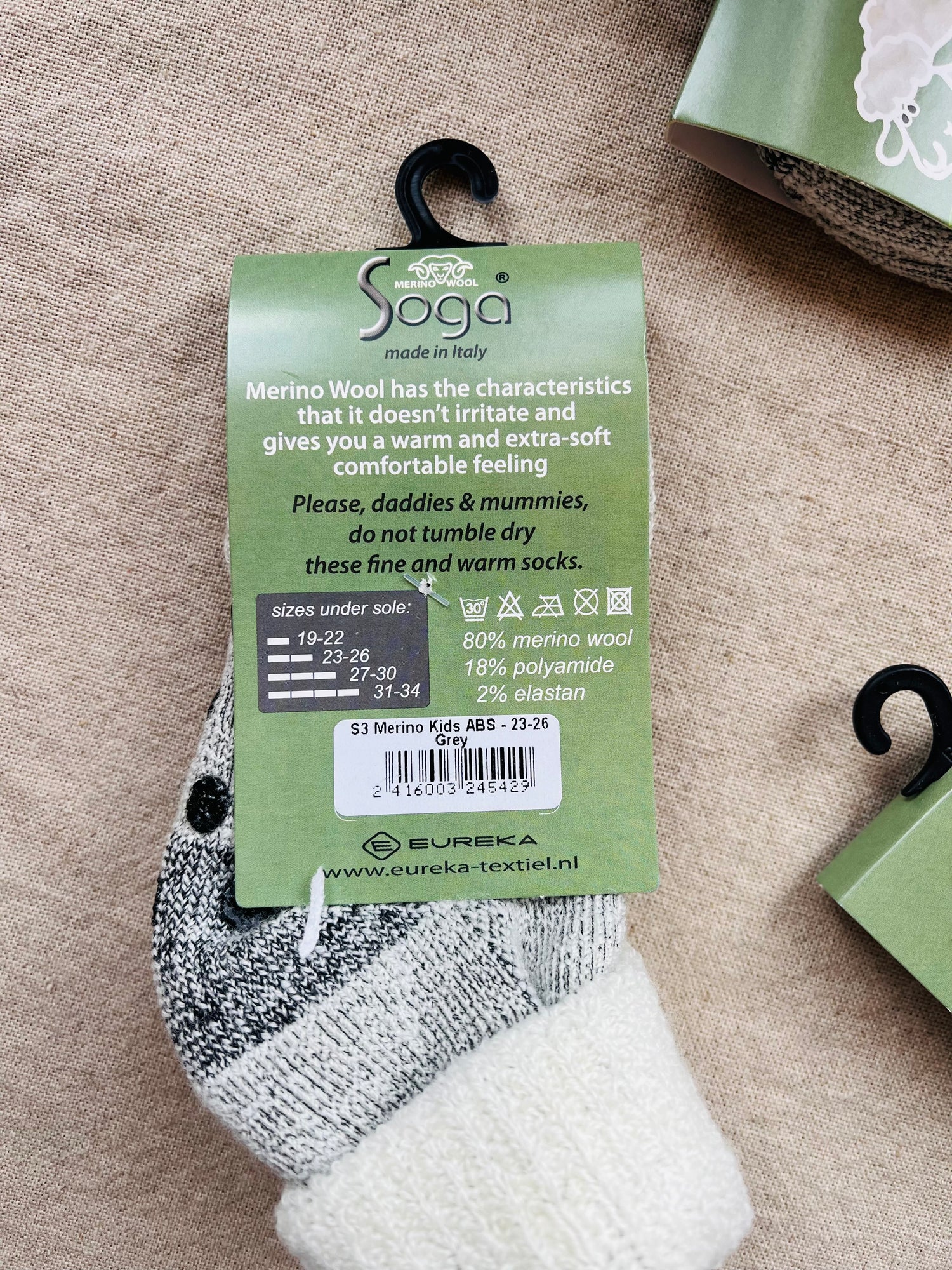 Merino wollen kindersokken met anti slip - maat 23-26