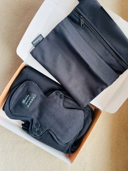 Set met herbruikbare menstruatie pads