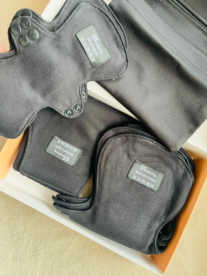 Set met herbruikbare menstruatie pads