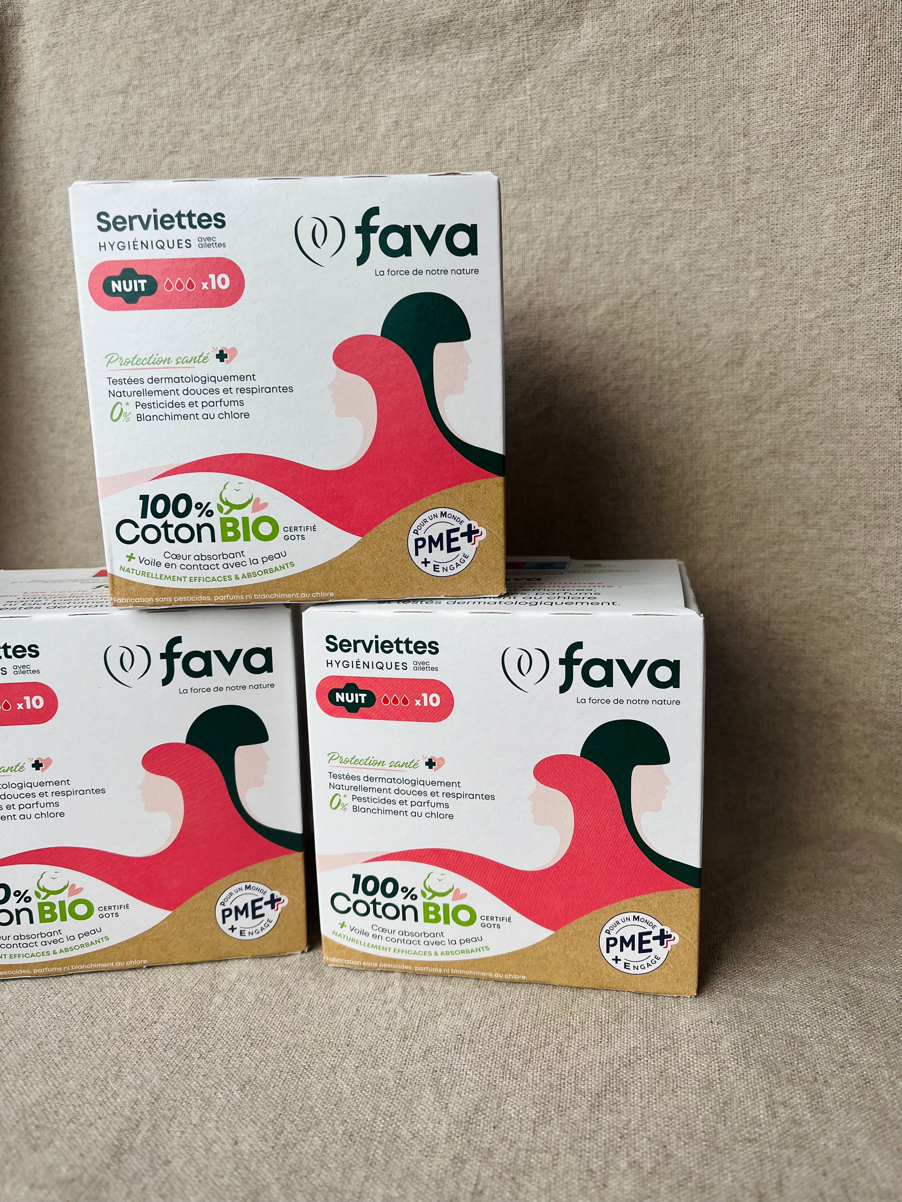 Maandverband van 100% biologisch katoen (nacht / zwarte menstruatie)