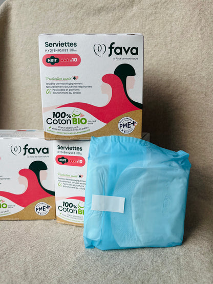 Maandverband van 100% biologisch katoen (nacht / zwarte menstruatie)