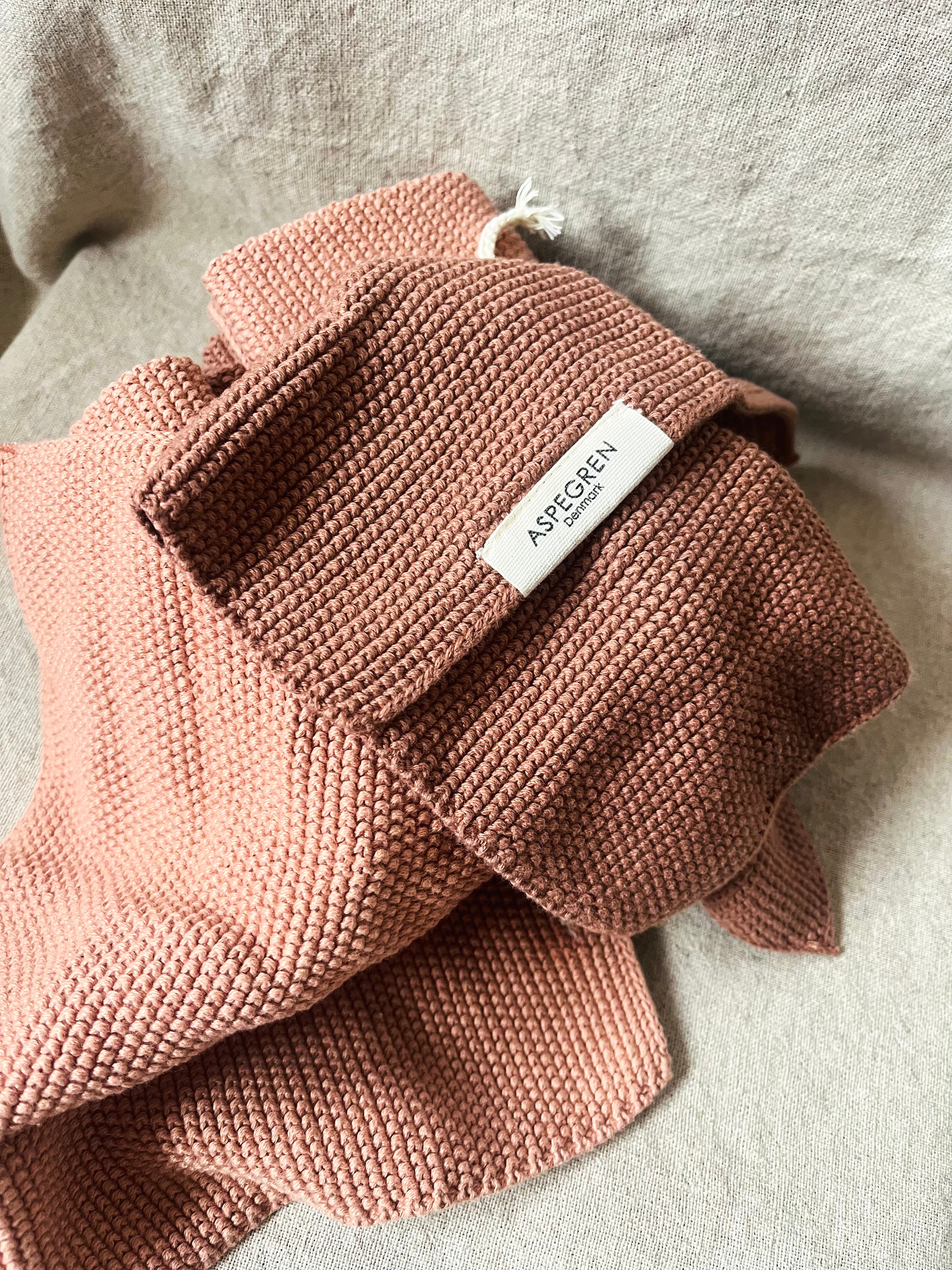 Set van 2 gebreide vaatdoekjes van biologisch katoen - root beer