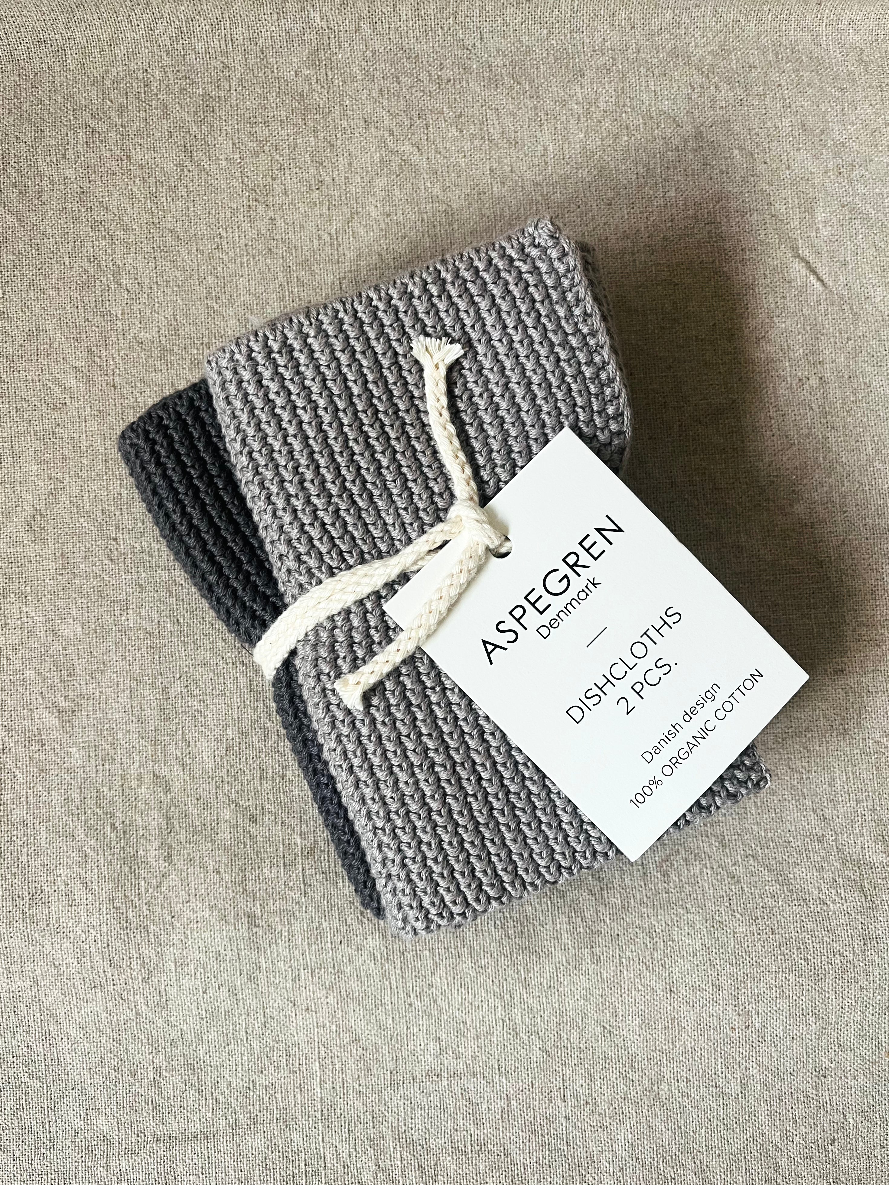 Set van 2 gebreide vaatdoekjes van biologisch katoen - gray