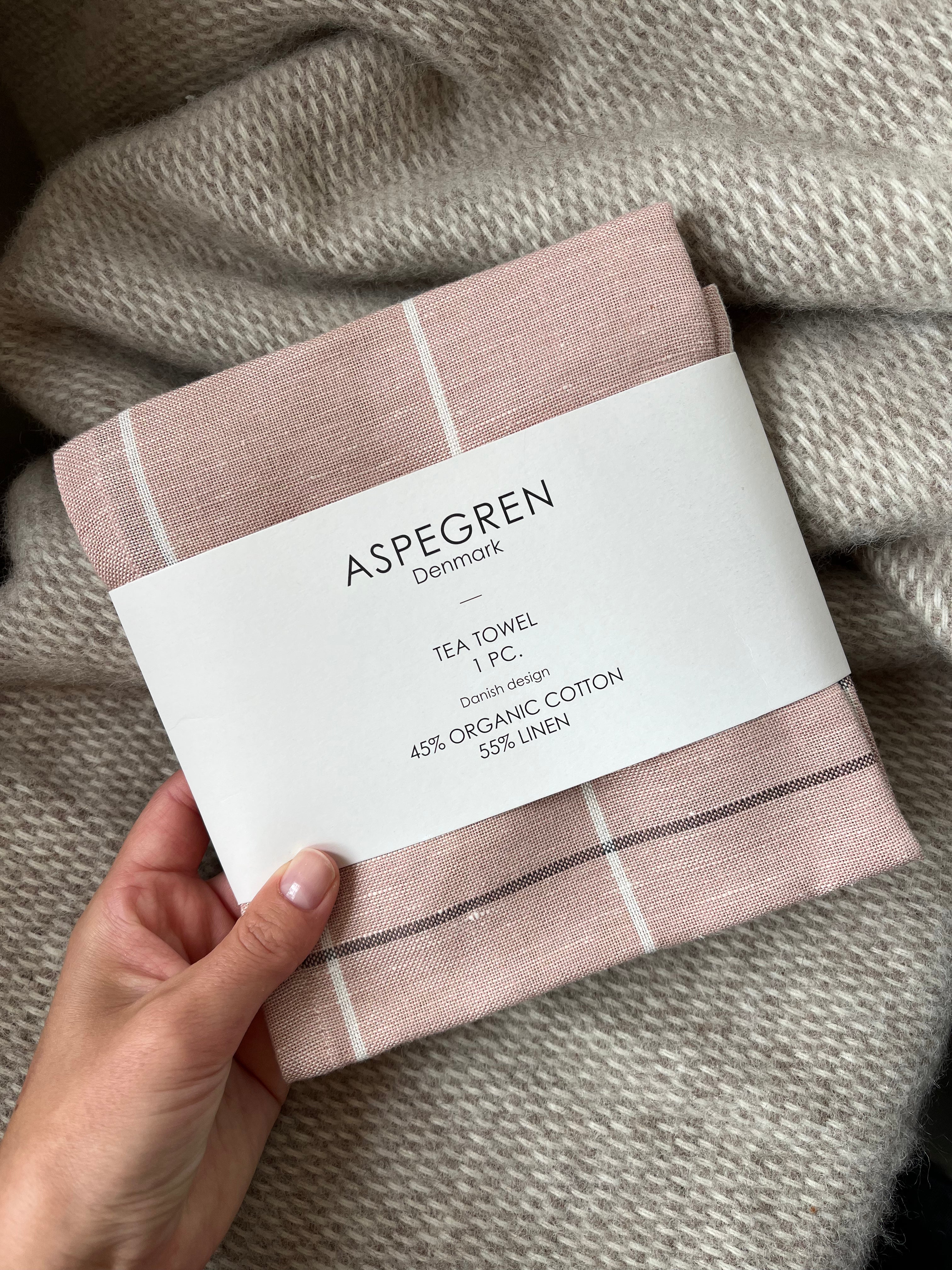 Aspegren theedoek | roze geruit linnen
