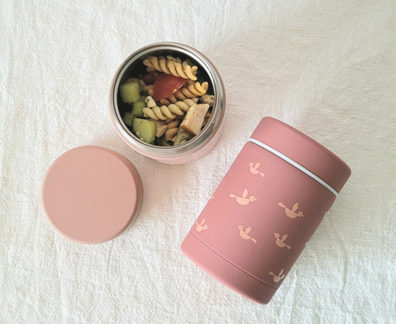 Fresk Edelstahl-Futterdose Vögel rosa, 300 ml