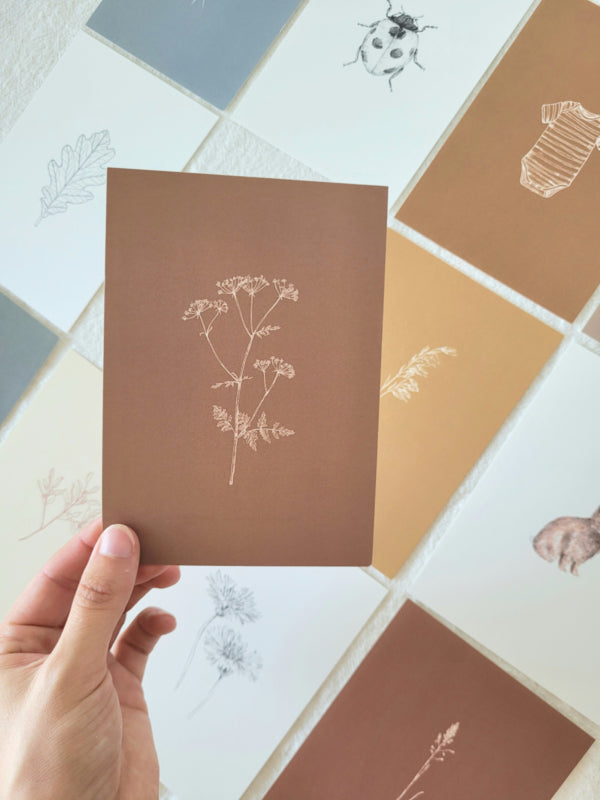 Kartenset (12 Stück) botanische minimalistische Drucke